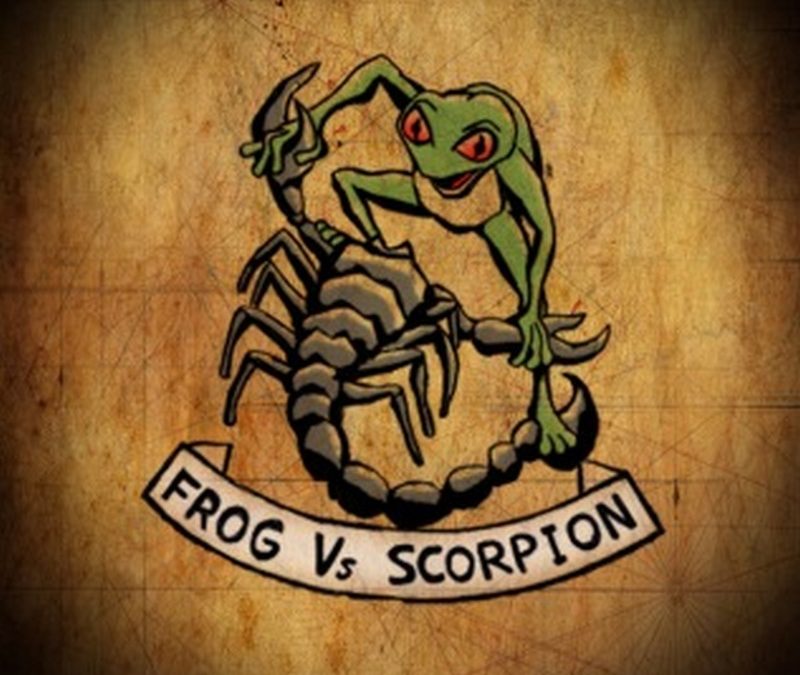 frog-vs-scorpion-color-tattoo-design-800x675
